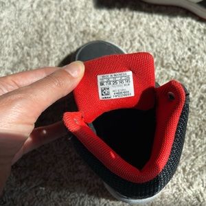 Adidas black and red high top toddler shoes